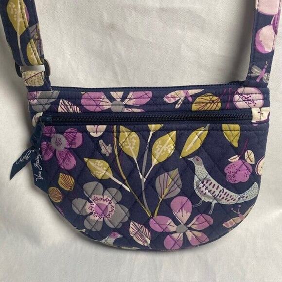 Vera Bradley Lizzy Crossbody Purse Purple Floral Nightingale Pattern Quilted - Picture 2 of 11